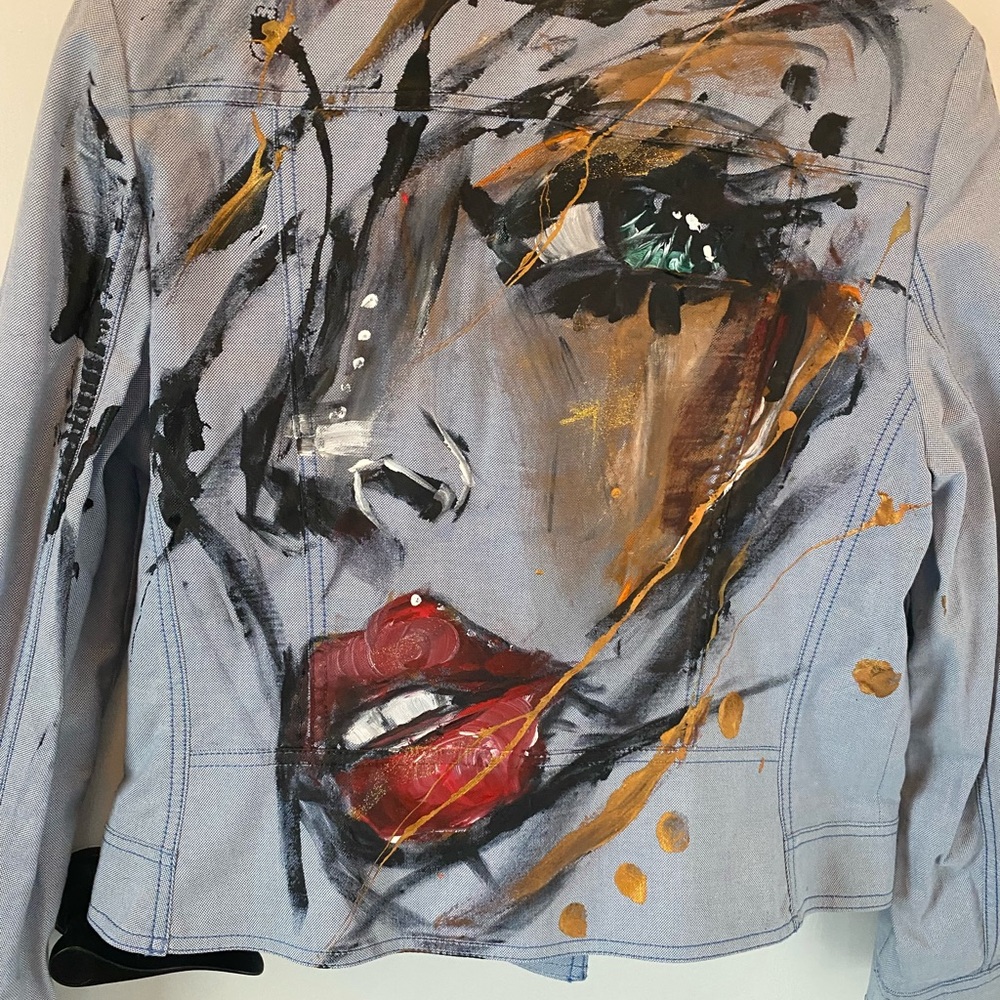 Ann Taylor Women's Jacket hand painted by NYC Artist